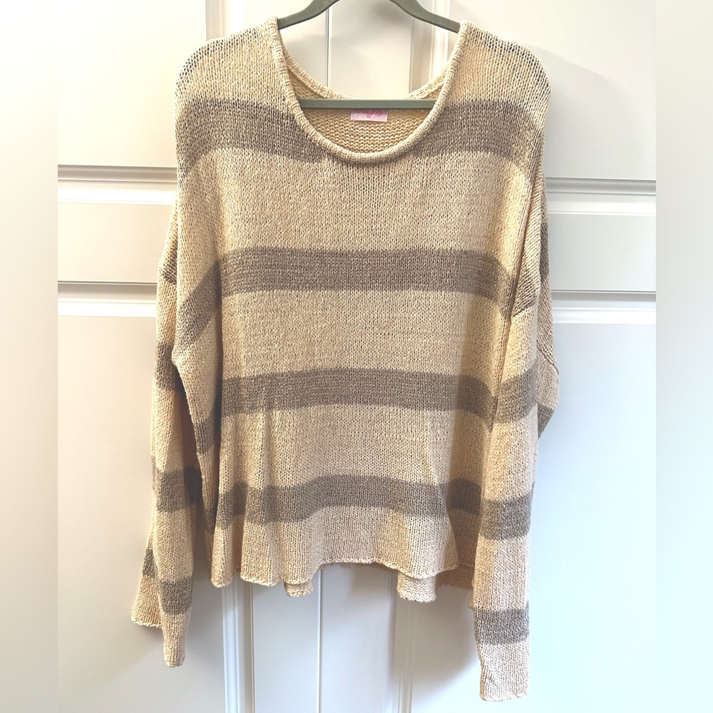 Taupe Pink Lily Striped Sweater
